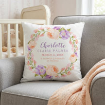Watercolor Floral Personalized Baby Birth Stats