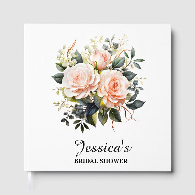 Watercolor Floral– Personalized Bridal Shower Guest Book (Front)