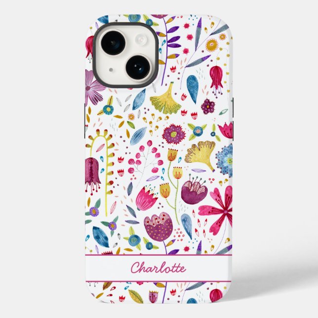 Watercolor Floral Personalized Case-Mate iPhone Case (Back)