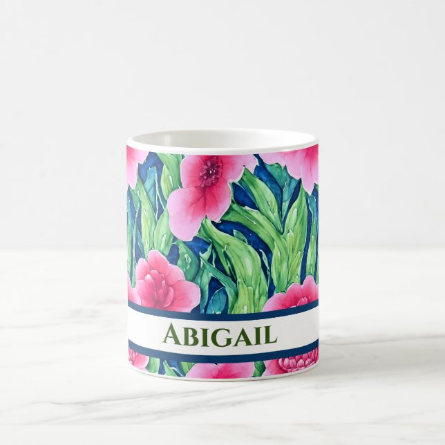 Watercolor Floral Personalized Coffee Mug (Center)