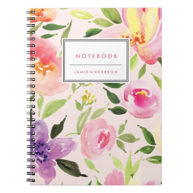Watercolor Floral Personalized Notebook (Front)