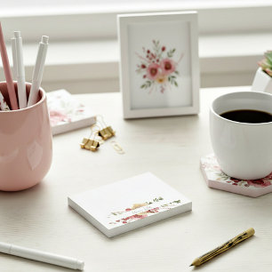 Watercolor floral personalized post-it notes
