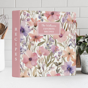 Watercolor Floral Personalized Recipe Binder