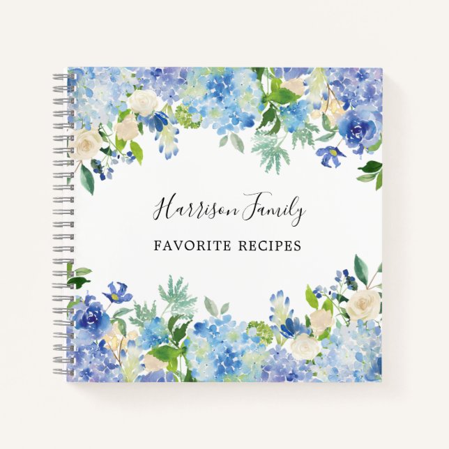 Watercolor Floral Personalized Recipe Notebook (Front)