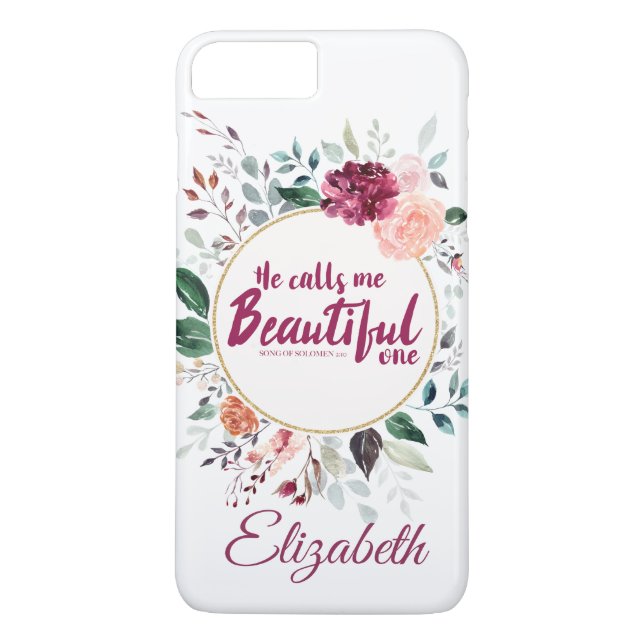 Watercolor Floral Personalized Scripture Case-Mate iPhone Case (Back)