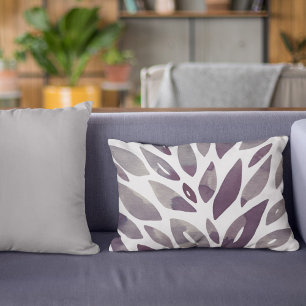 Watercolor floral petals - purple and grey accent pillow