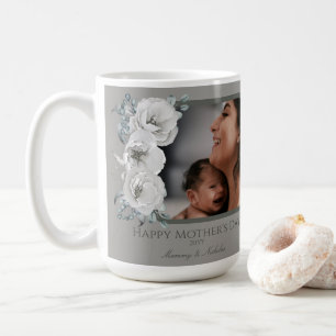 Watercolor Floral Photo Mother's Day   Grey Coffee Mug
