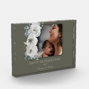 Watercolor Floral Photo Mother's Day   Olive Green