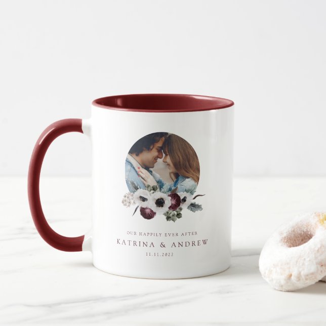 Watercolor Floral Photo Mug (With Donut)