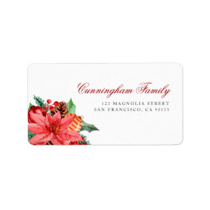 Watercolor Floral Pine Foliage Holiday Label