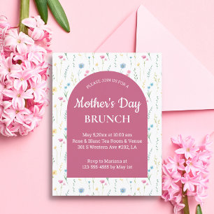watercolor floral pink arch mothers day brunch  invitation