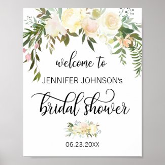 Watercolor Floral Pink Bridal Shower WELCOME SIGN