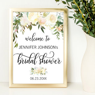 Watercolor Floral Pink Bridal Shower WELCOME SIGN
