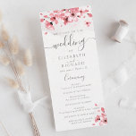 Watercolor Floral Pink Cherry Blossom Wedding Program<br><div class="desc">This wedding program card features a beautiful watercolor design of pink cherry blossoms. It's a perfect way to add a touch of elegance and springtime feel to your wedding ceremony. The card can be customized with the names of the couple, the date of the wedding, and the order of events....</div>