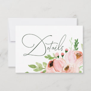 Watercolor floral pink details card