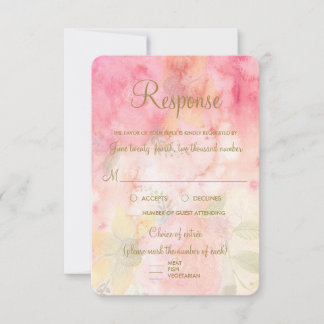 Watercolor Floral Pink Formal Wedding RSVP Reply Card