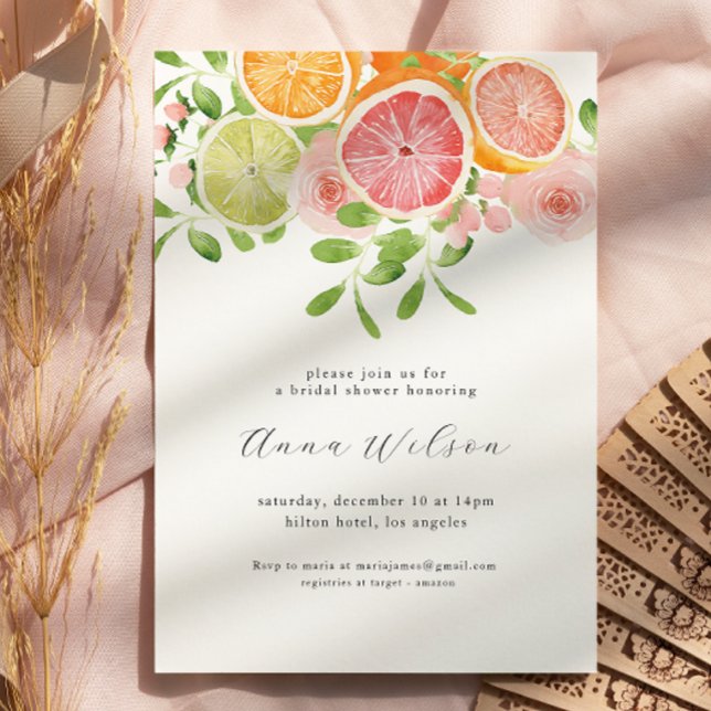 Watercolor Floral Pink Green Bridal Shower  Invitation (Creator Uploaded)