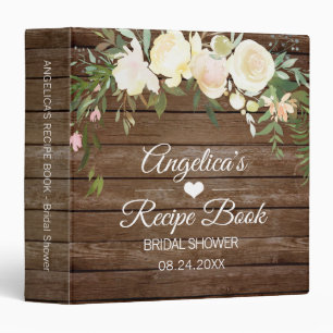 Watercolor Floral Pink Ivory Wedding Bridal Recipe Binder
