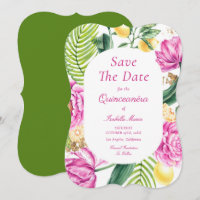 Watercolor Floral Pink Peonies Tulips Quinceañera