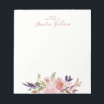 Watercolor Floral Pink Personalized Stationery Notepad<br><div class="desc">More pretty Notepads in the Little Bayleigh Store!</div>
