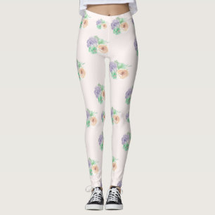 Watercolor Floral Pink Purple Leggings