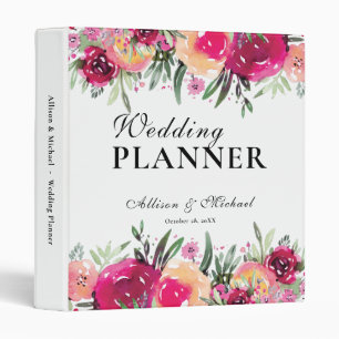 Watercolor Floral Pink Wedding Planner Binder