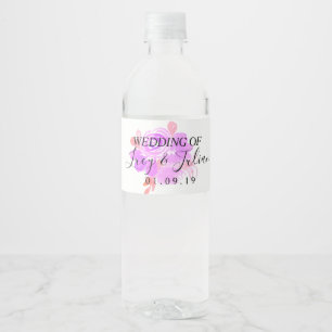 Watercolor Floral Pink Wedding Water Bottle Label
