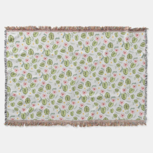 Watercolor floral pink yellow elegant  throw blanket