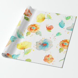 Watercolor floral poppy pattern Wrapping paper