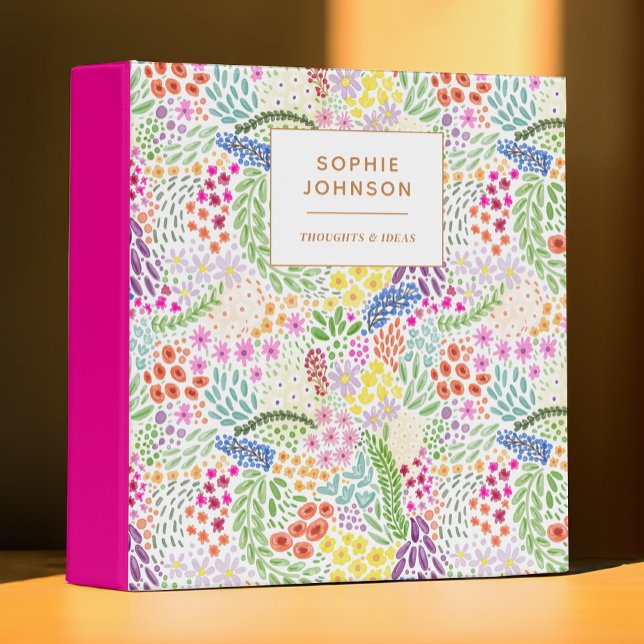 Watercolor Floral Pretty Personalized Colourful Binder (Creator Uploaded)