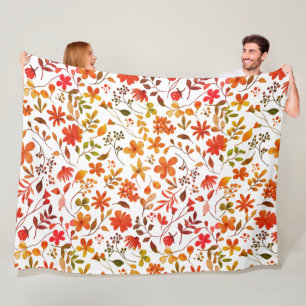 Watercolor Floral Print  Fleece Blanket