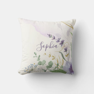 Watercolor floral Provence Lavander Throw Pillow