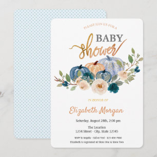 Watercolor Floral Pumpkin Baby Shower Invitation