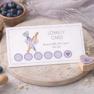 Watercolor Floral Purple Bakery Loyalty Card