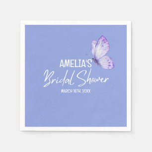 Watercolor floral purple butterfly bridal shower napkin