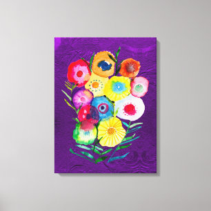 Watercolor floral purple lolly flowers canvas print