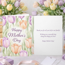 Watercolor Floral Purple Tulips Happy Mother's Day