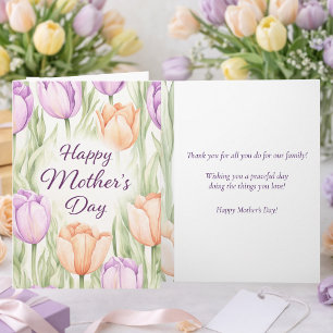 Watercolor Floral Purple Tulips Happy Mother's Day Card