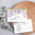 Watercolor Floral Purple Wisteria Save the Date Announcement Postcard<br><div class="desc">Watercolor Floral Save the Date, dripping in pretty wisteria, which you can edit for any occasion. Your special date is lettered on the front in purple hand lettered script, framed with watercolor wisteria flowers in shades of purple, lavender, pink and mauve with a little bit of greenery. The back of...</div>