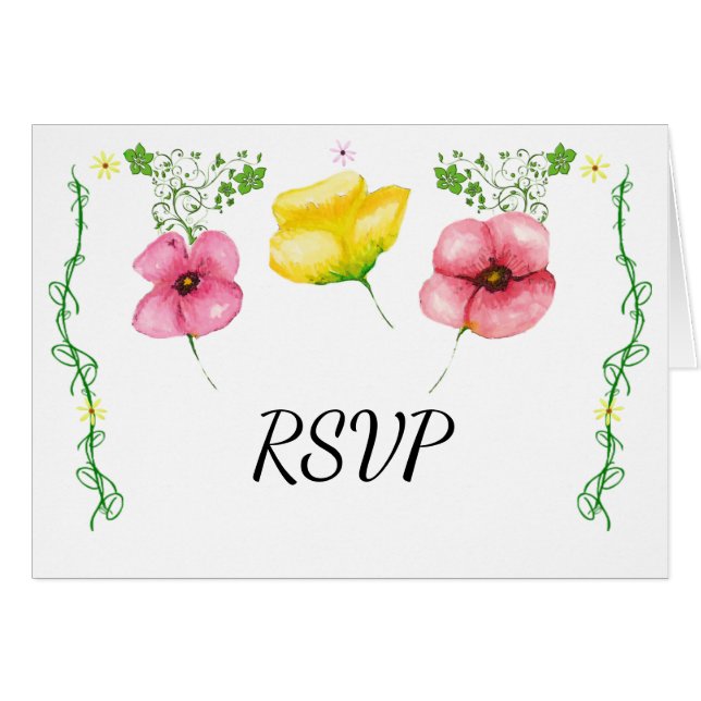Watercolor Floral Reception RSVP (Front Horizontal)