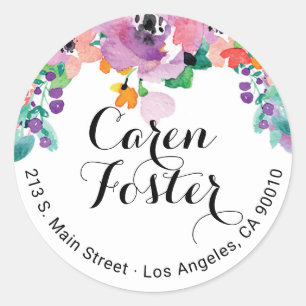 Watercolor Floral Return Address Invitation Labels