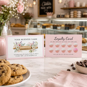 Watercolor Floral Rolling Pin Bakery  Loyalty Card