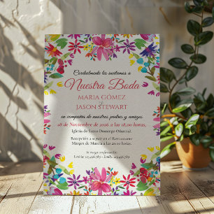 Watercolor Floral Romantic Flowers Spanish Wedding Invitation