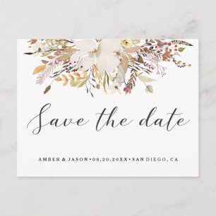 watercolor floral romantic modern Save the Date Announcement Postcard