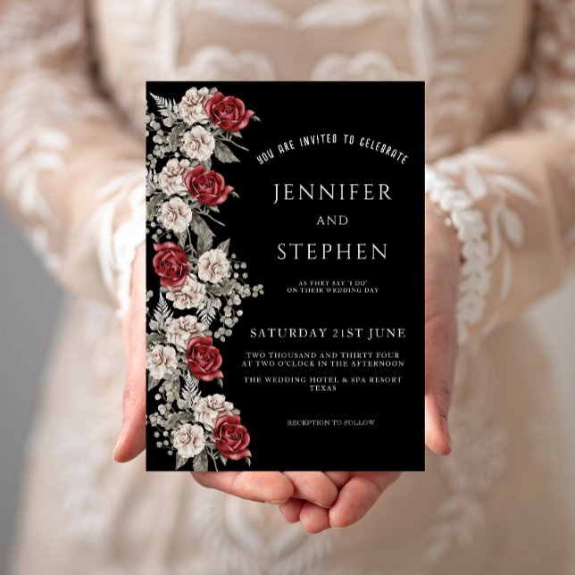 Watercolor Floral Rose Eucalyptus Border, Wedding Invitation (Creator Uploaded)