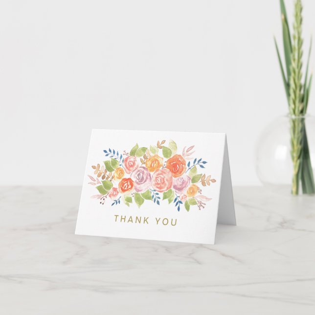 Watercolor Floral Rose Gold Generic Thank You (Front)