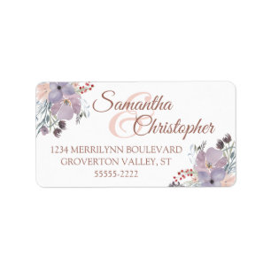 Watercolor Floral Rose Gold Wedding Return Address Label