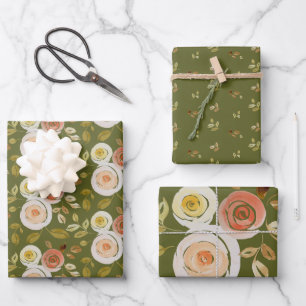 Watercolor Floral Rose Wrapping Paper Sheet