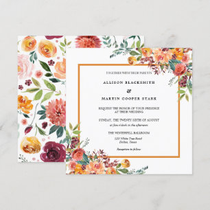 Watercolor Floral Rustic Wedding  Invitation