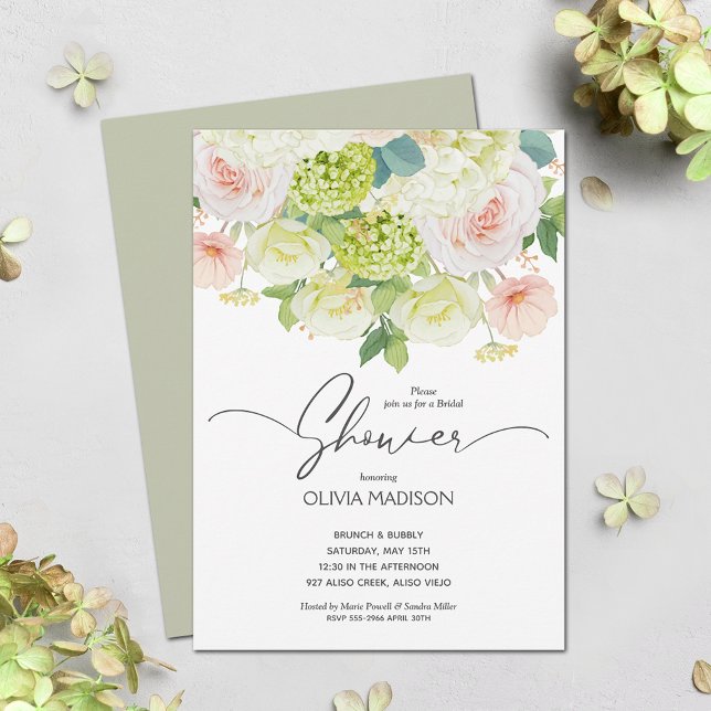 Watercolor Floral Sage Green Bridal Shower Invitation (Creator Uploaded)